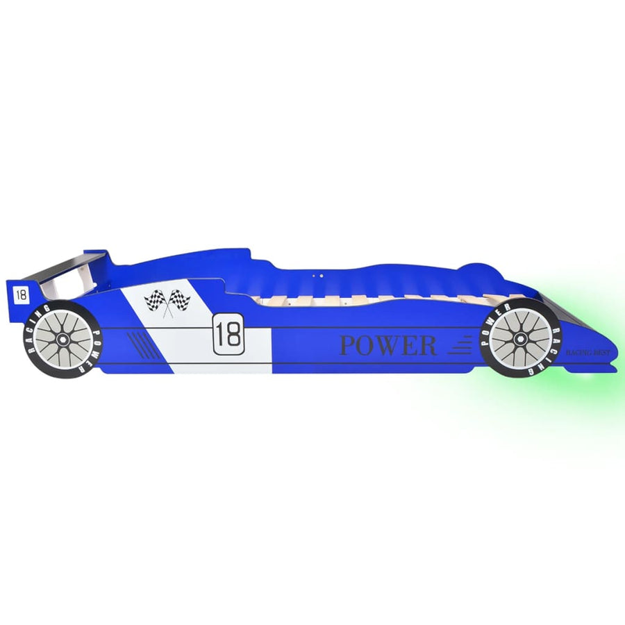 Kinderbed Raceauto Met Led-Verlichting 90X200 Cm Blauw