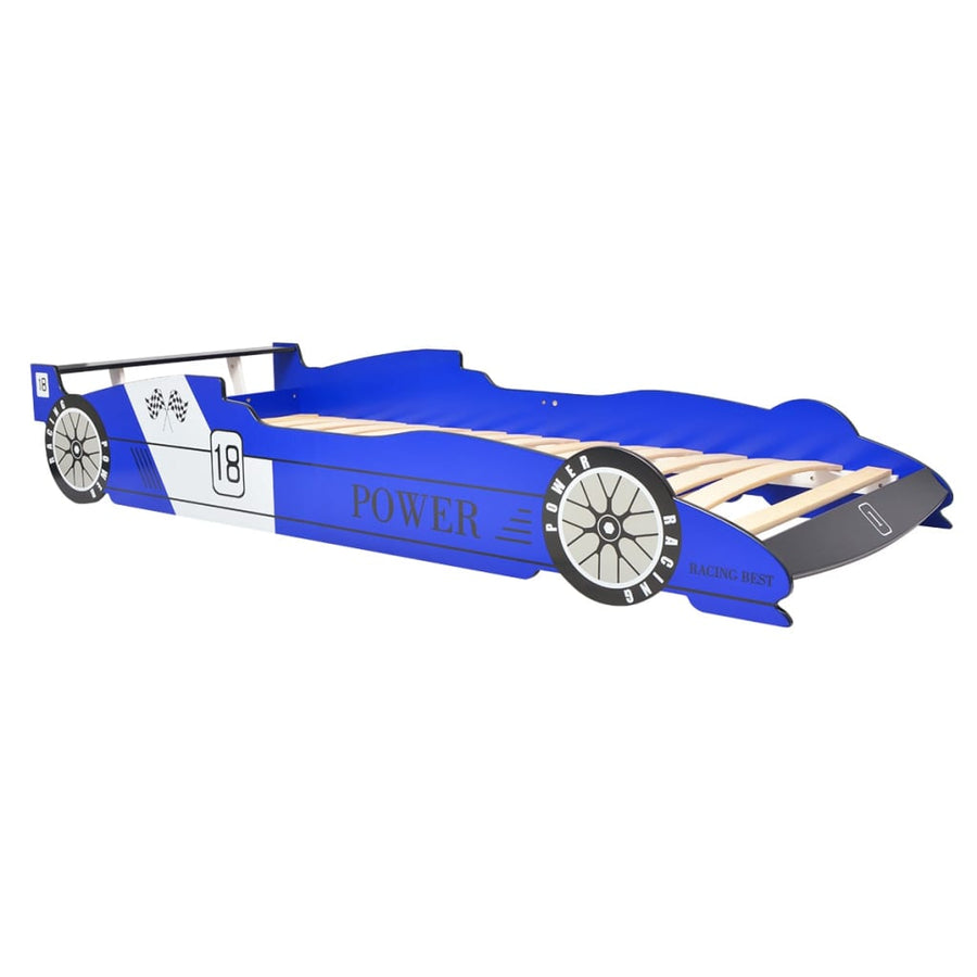 Kinderbed Raceauto Met Led-Verlichting 90X200 Cm Blauw