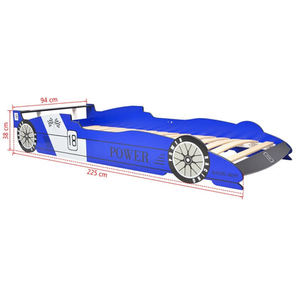 Kinderbed Raceauto Met Led-Verlichting 90X200 Cm Blauw