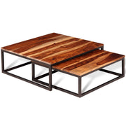 Salontafelset massief acaciahout 70x70x26 cm en 60x60x21 cm