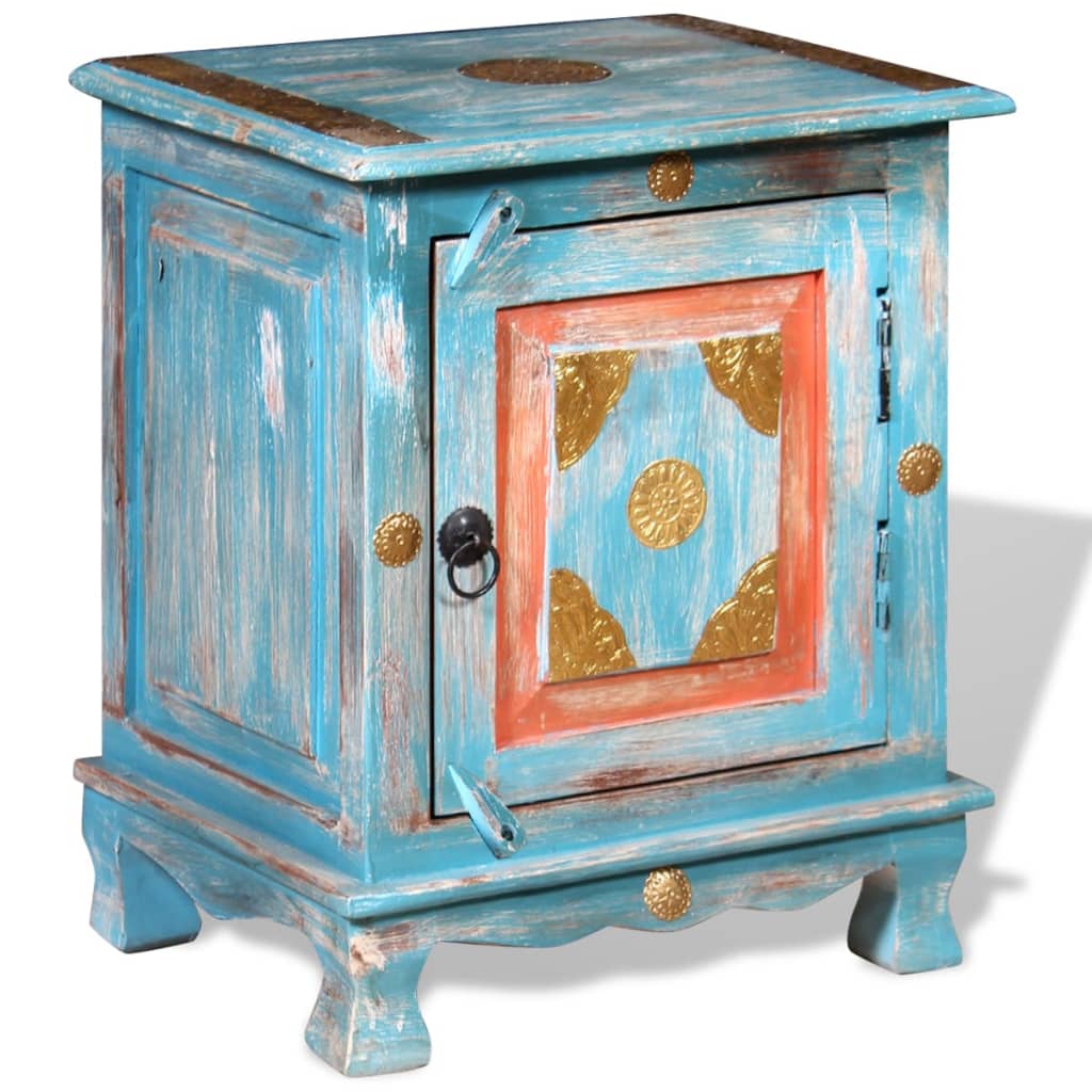 Nachtkastje Massief Mangohout Blauw