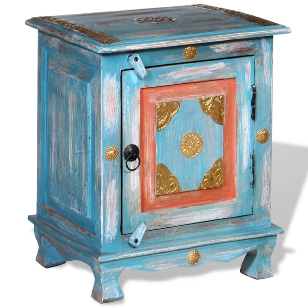 Nachtkastje Massief Mangohout Blauw