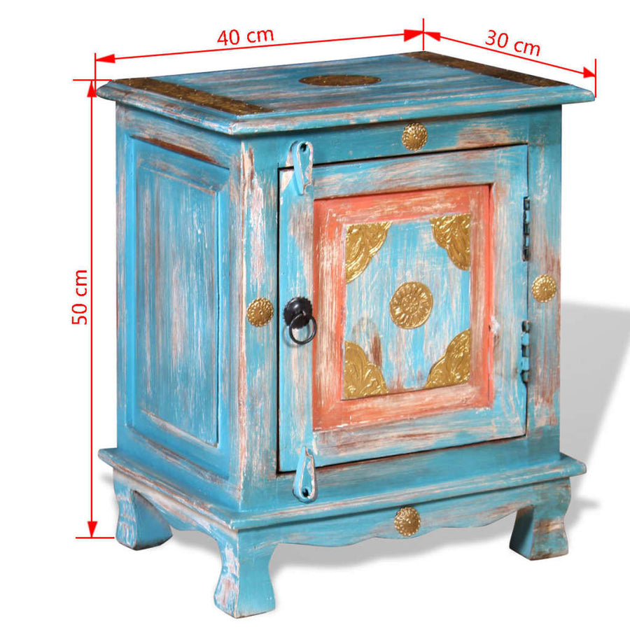 Nachtkastje Massief Mangohout Blauw
