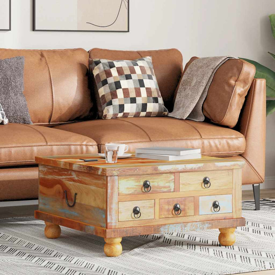 Salontafel 70X70X38 Cm Gerecycled Hout Multikleur