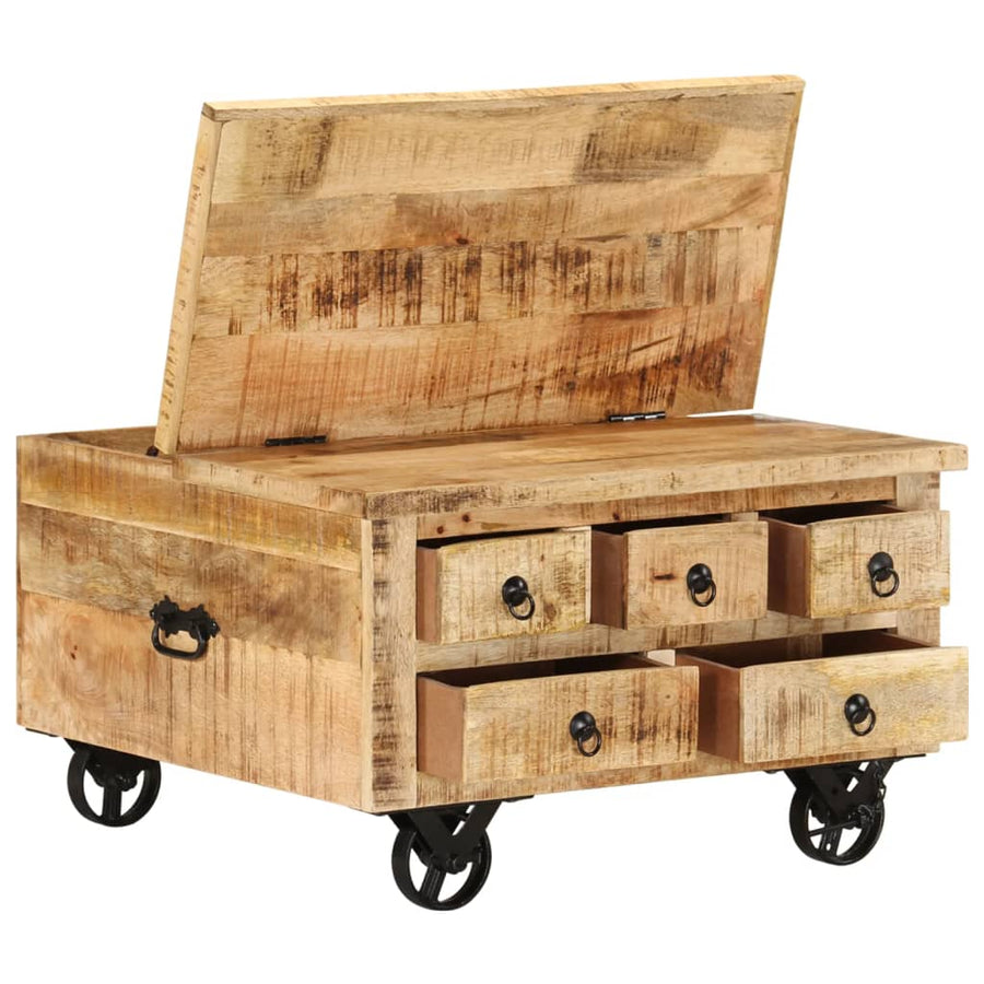Salontafel 70X70X40 Cm Ruw Mangohout Bruin