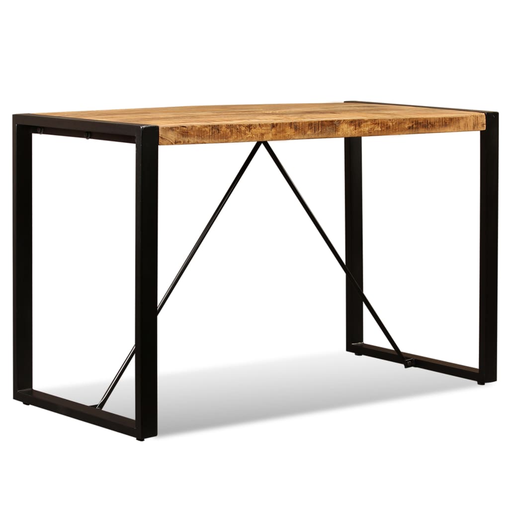 Eettafel 120 Cm Massief Ruw Mangohout Zwart 120 x 60 x 76 cm