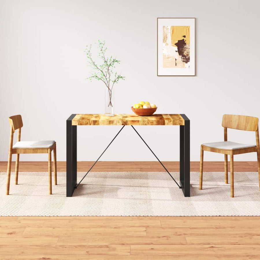 Eettafel 120 Cm Massief Ruw Mangohout Zwart 120 x 60 x 76 cm