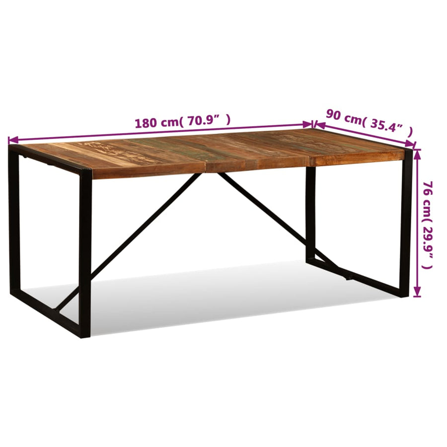 Eettafel 80 Cm Massief Gerecycled Hout 180 x 90 x 76 cm Multikleur