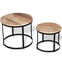 2-Delige Salontafelset Rond 40/50 Cm Ruw Mangohout Bruin