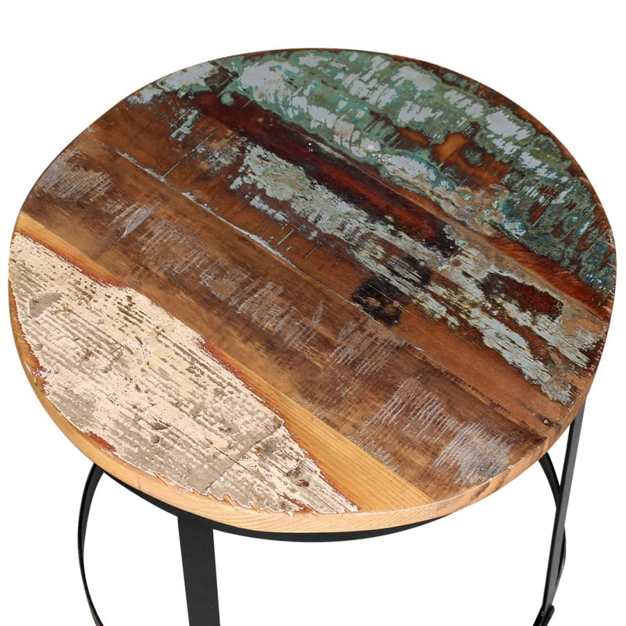 2-Delige Salontafelset Rond 40/50 Cm Massief Gerecycled Hout Multikleur