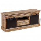 TV cabinet with 2 sliding doors 110x30x45 cm solid mango wood