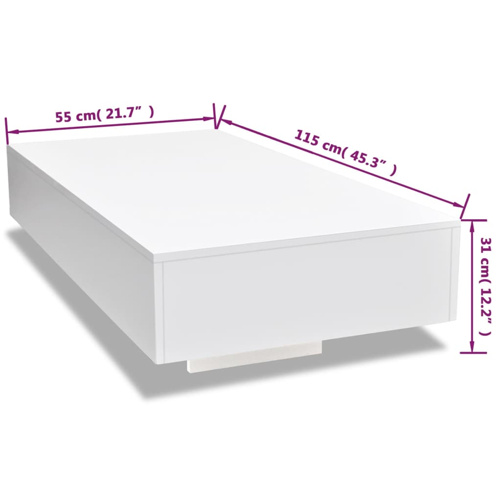 Salontafel Hoogglans 115 x 55 x 31 cm Wit