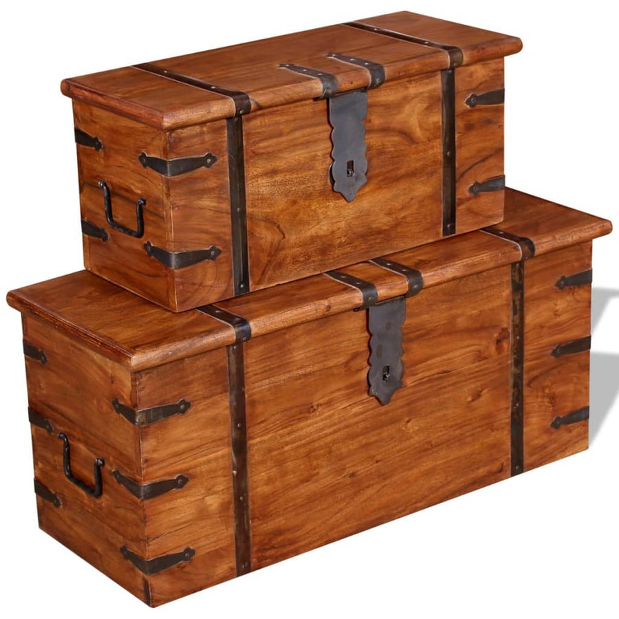 -Delige Opbergkistenset Massief Hout 2 Bruin