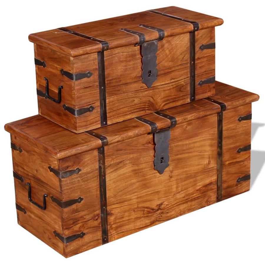 -Delige Opbergkistenset Massief Hout 2 Bruin