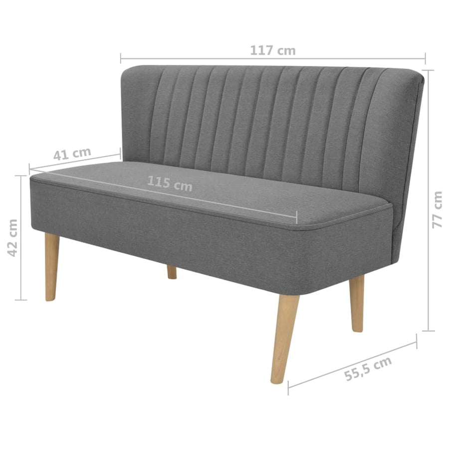 Bank 117X55,5X77 Cm Stof Lichtgrijs