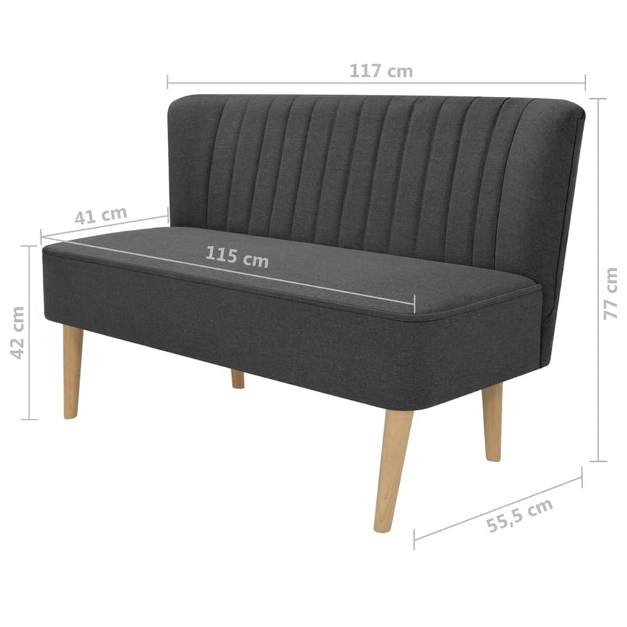 Bank 117X55,5X77 Cm Stof Donkergrijs