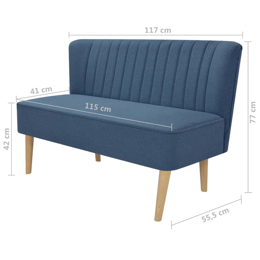 Bank 117X55,5X77 Cm Stof Blauw