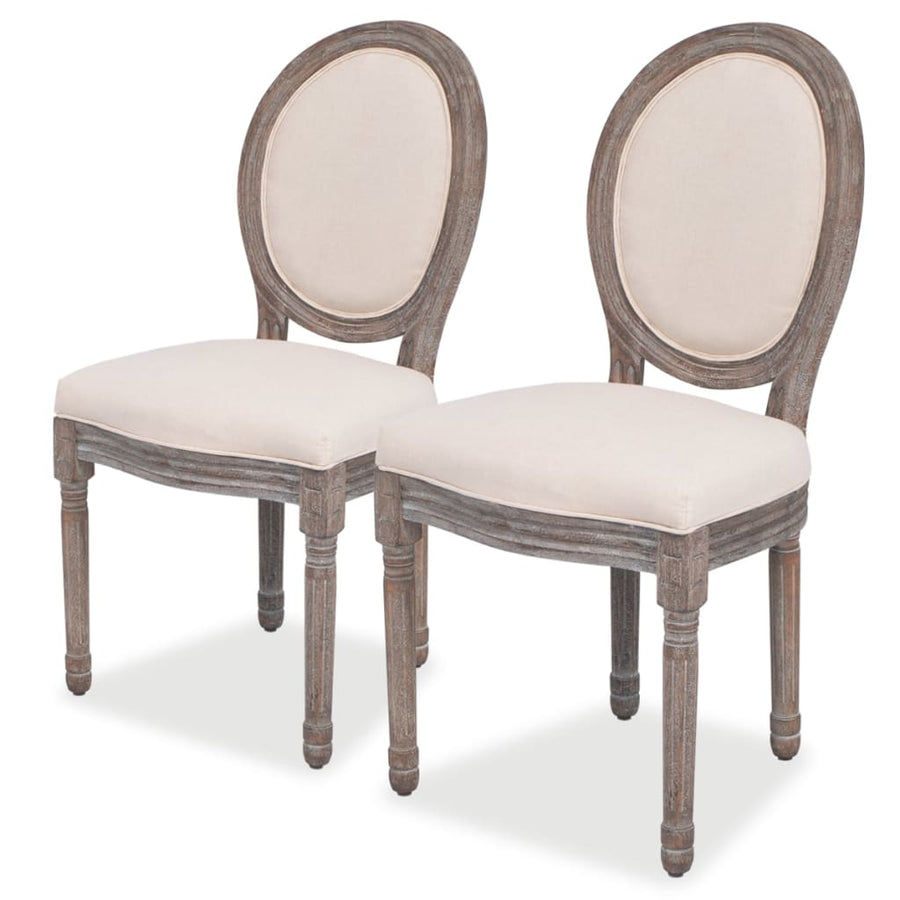 Eetkamerstoelen Stof Crèmekleurig 2 Linnen