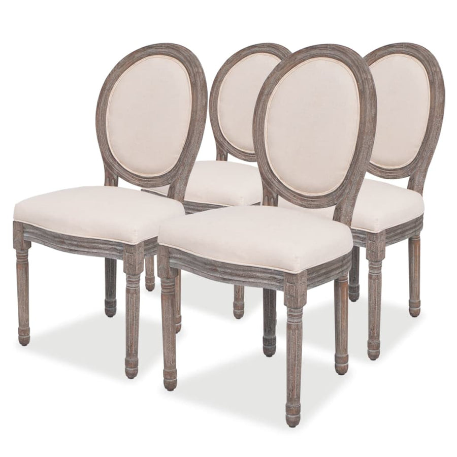 Eetkamerstoelen Stof Crèmekleurig 4 Linnen