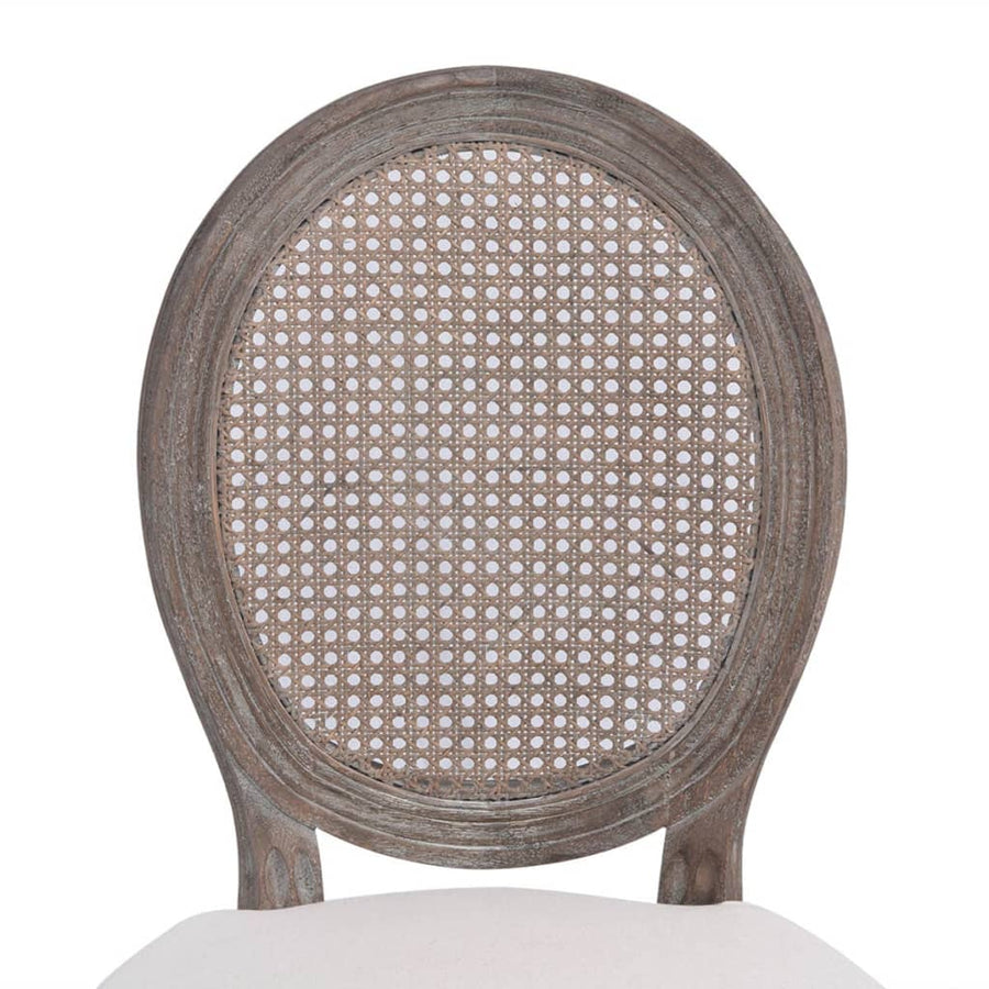 Eetkamerstoelen Stof Crèmekleurig 2 Linnen en rattan