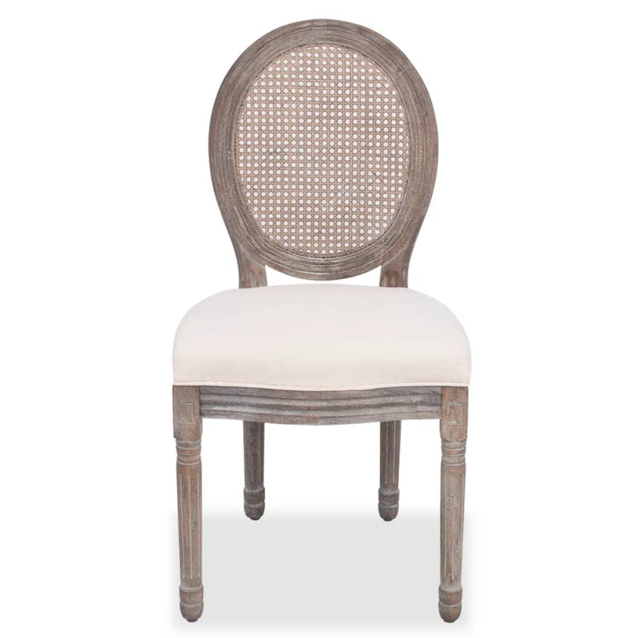Eetkamerstoelen Stof Crèmekleurig 4 Linnen en rattan