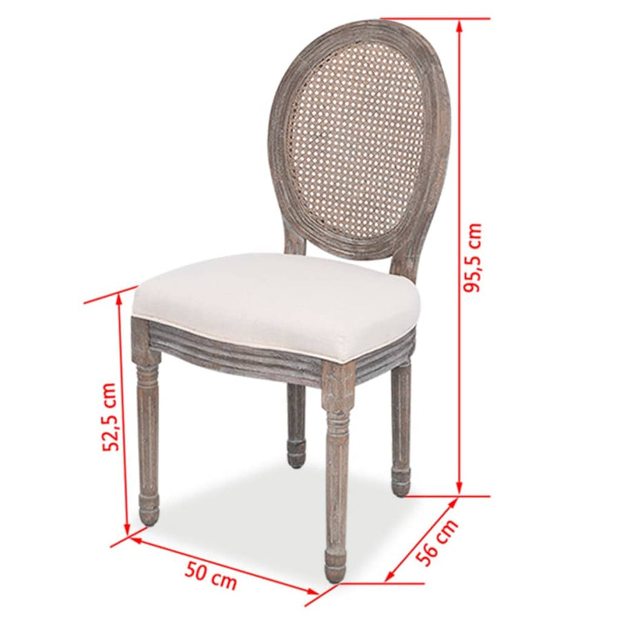 Eetkamerstoelen Stof Crèmekleurig 4 Linnen en rattan