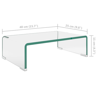 Tv-Meubel/Monitorverhoger Transparant Glas 40 x 25 x 11 cm Doorzichtig