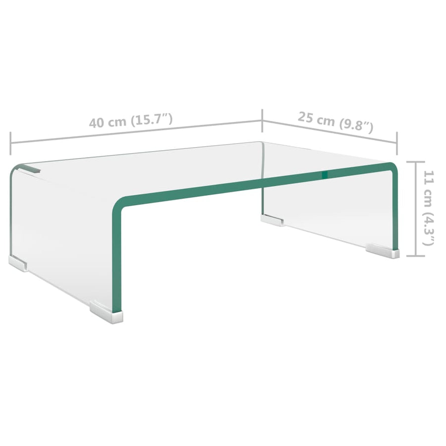Tv-Meubel/Monitorverhoger Transparant Glas 40 x 25 x 11 cm Doorzichtig
