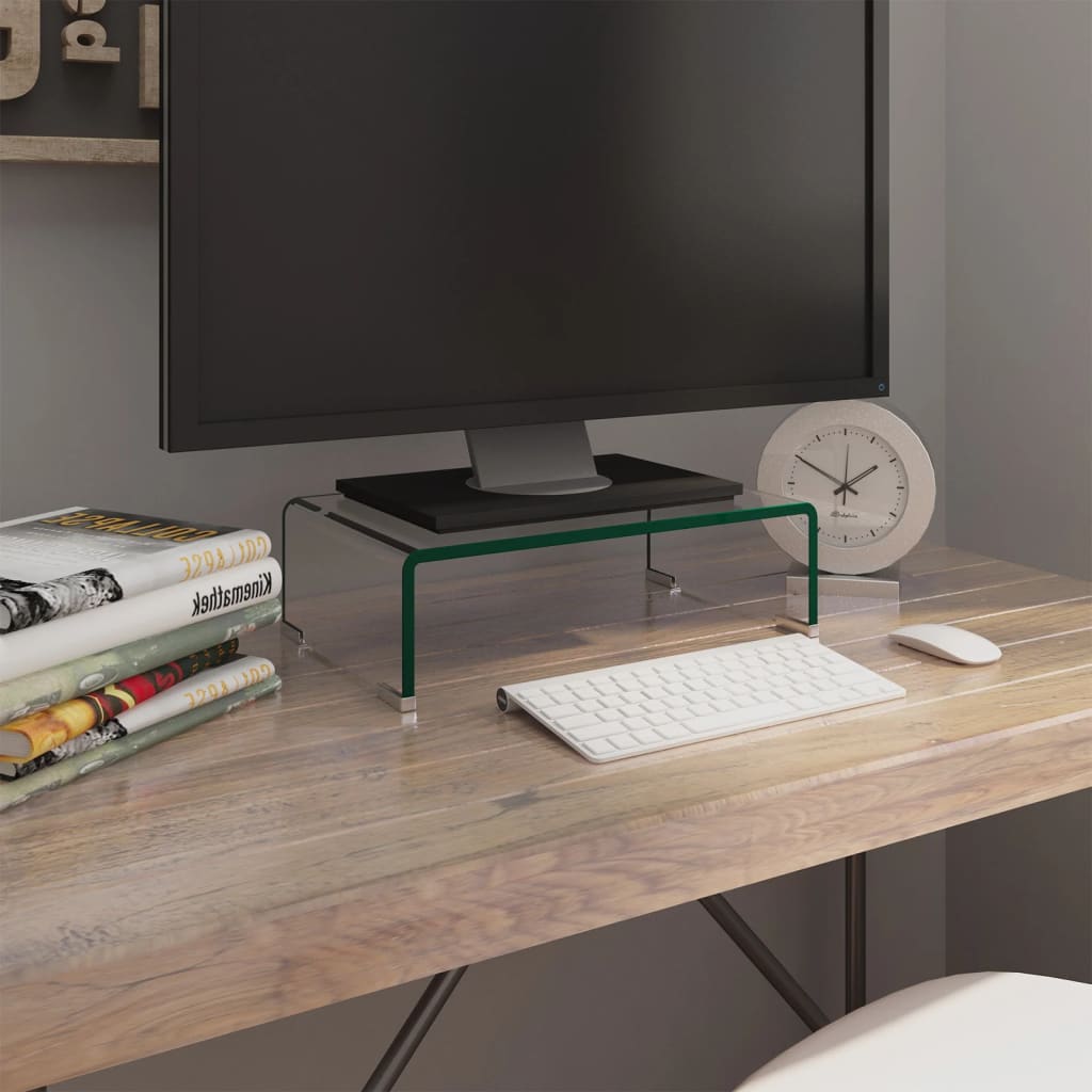 Tv-Meubel/Monitorverhoger Transparant Glas 40 x 25 x 11 cm Doorzichtig