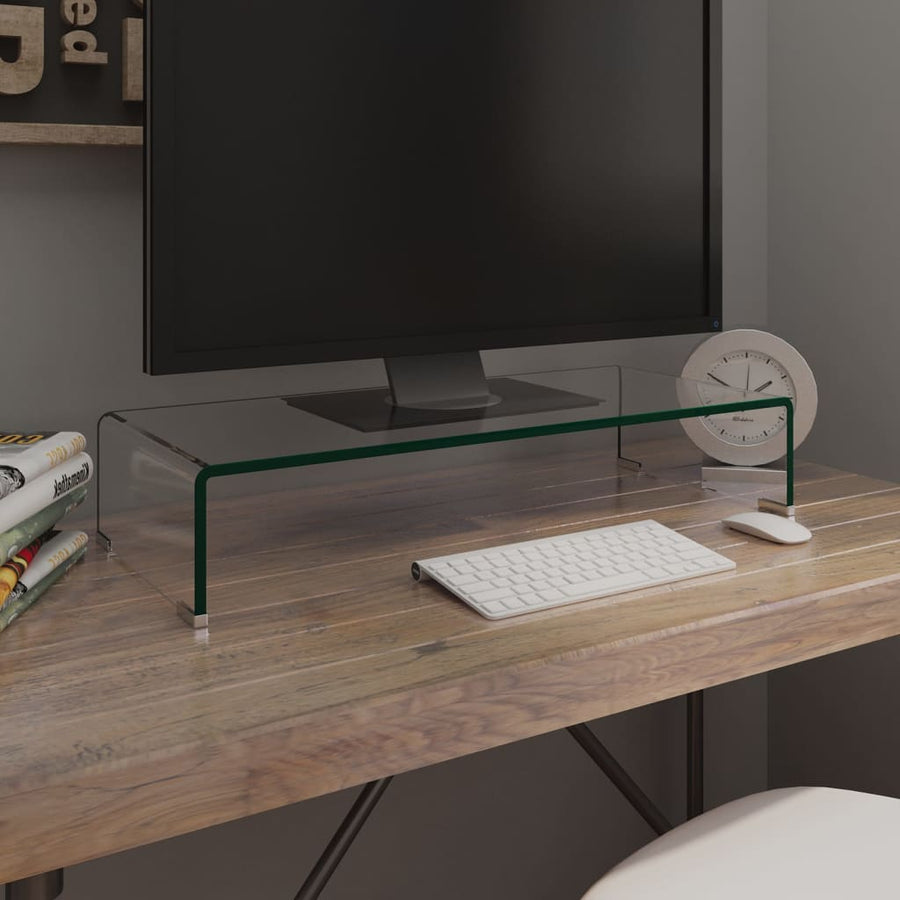 Tv-Meubel/Monitorverhoger Transparant Glas 70 x 30 x 13 cm Doorzichtig