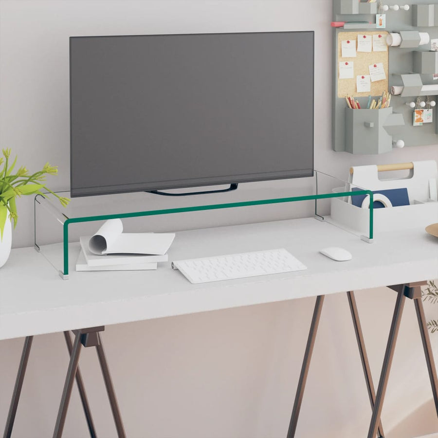 Tv-Meubel/Monitorverhoger Transparant Glas 1 80 x 30 x 13 cm Doorzichtig