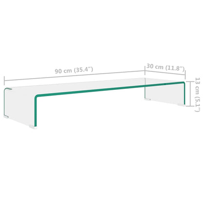 Tv-Meubel/Monitorverhoger Transparant Glas 90 x 30 x 13 cm Doorzichtig