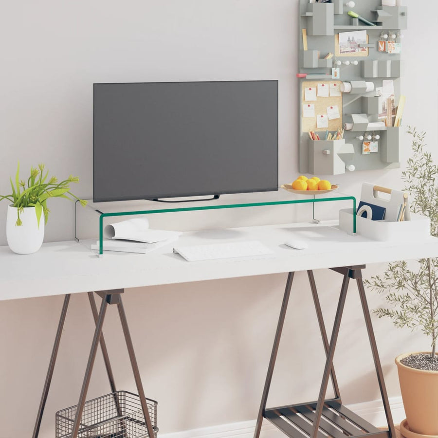 Tv-Meubel/Monitorverhoger Transparant Glas 90 x 30 x 13 cm Doorzichtig