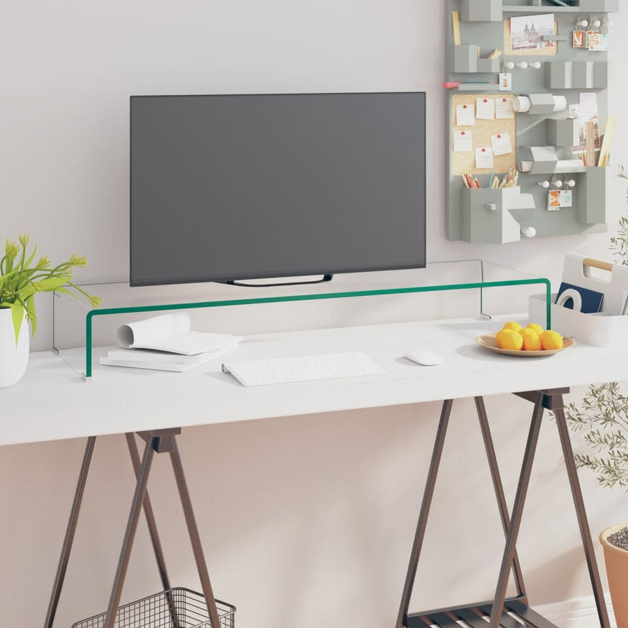 Tv-Meubel/Monitorverhoger Transparant Glas 100 x 30 x 13 cm Doorzichtig