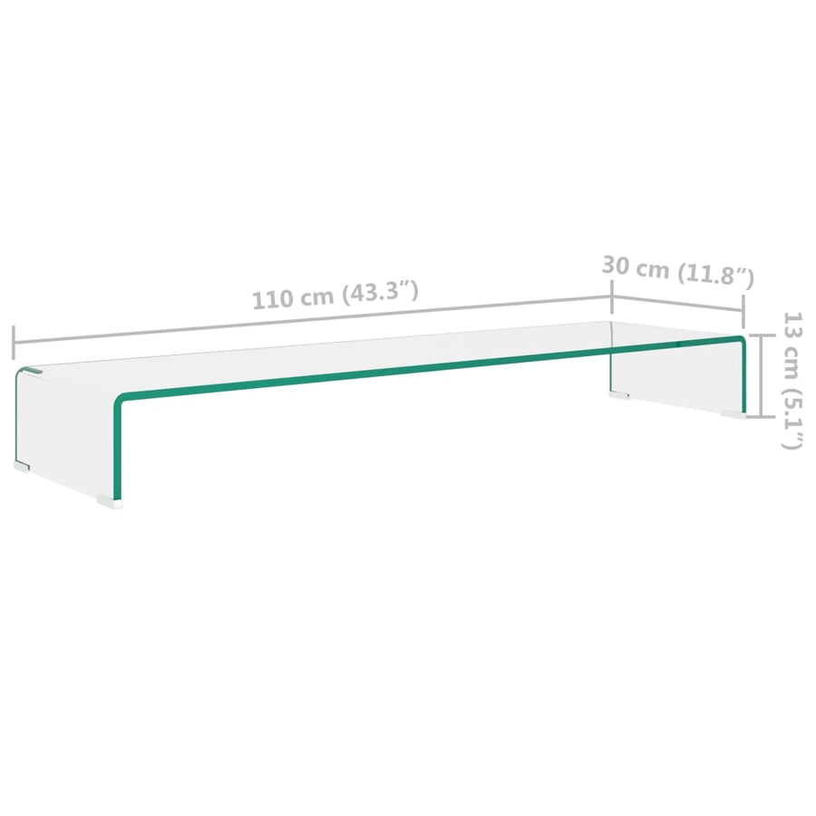 Tv-Meubel/Monitorverhoger Transparant Glas 110 x 30 x 13 cm Doorzichtig