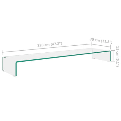 Tv-Meubel/Monitorverhoger Transparant Glas 120 x 30 x 13 cm Doorzichtig