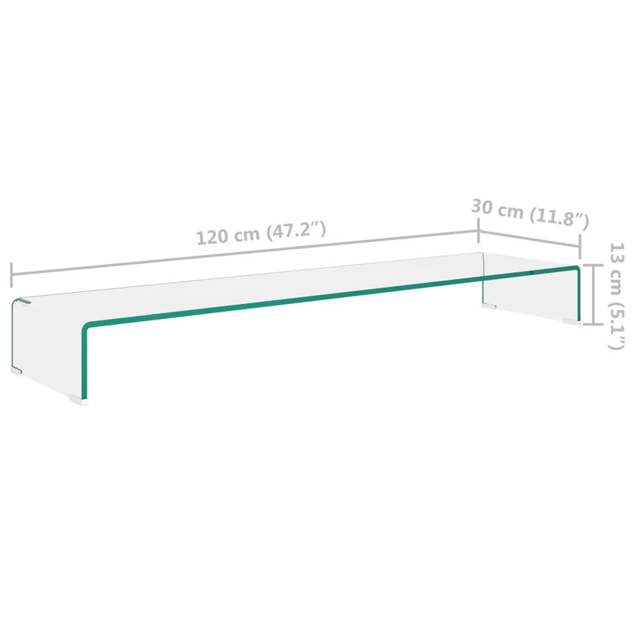 Tv-Meubel/Monitorverhoger Transparant Glas 120 x 30 x 13 cm Doorzichtig