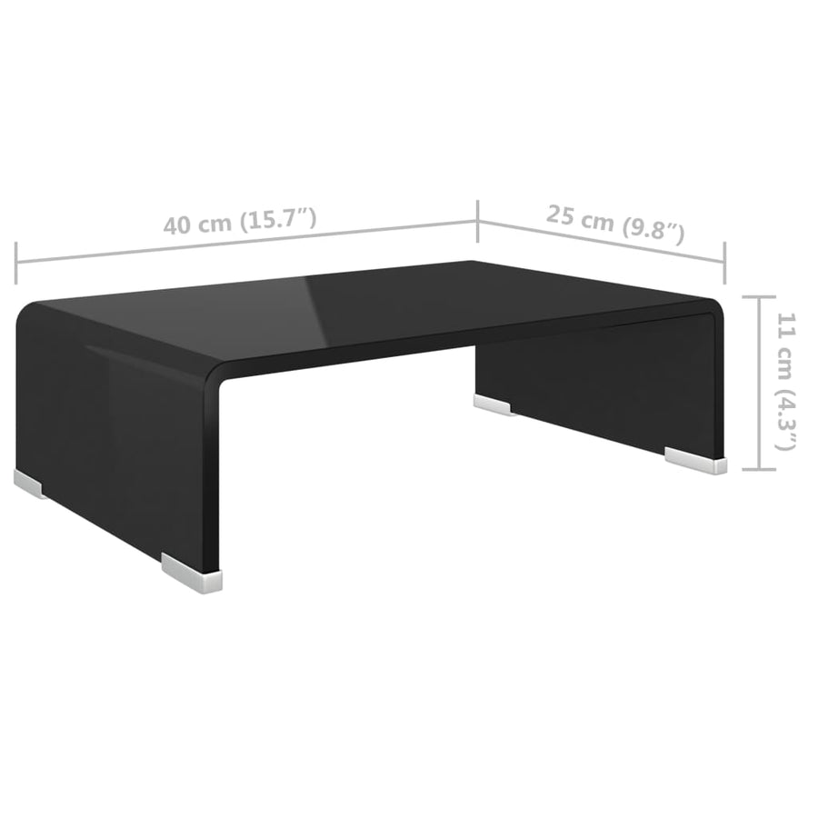 Tv-Meubel/Monitorverhoger Glas 40 x 25 x 11 cm Zwart