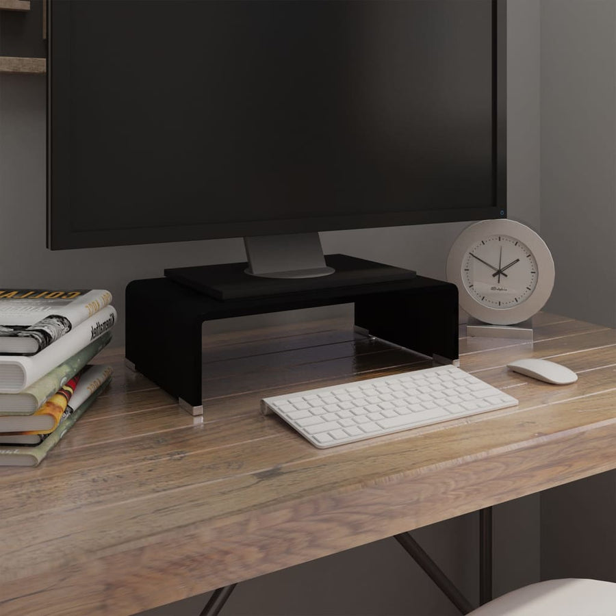 Tv-Meubel/Monitorverhoger Glas 40 x 25 x 11 cm Zwart