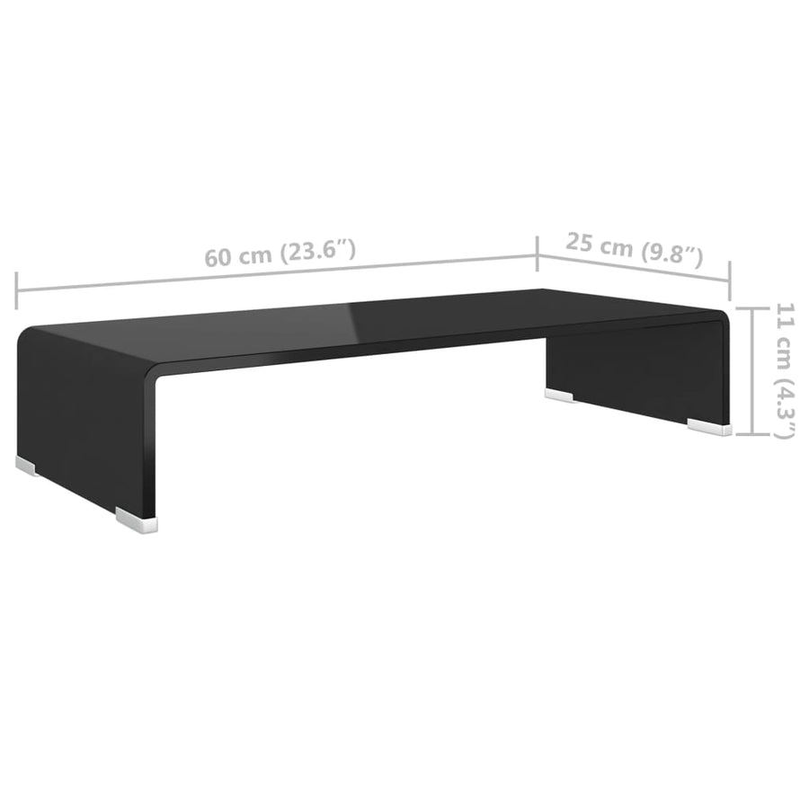 Tv-Meubel/Monitorverhoger Glas 60 x 25 x 11 cm Zwart