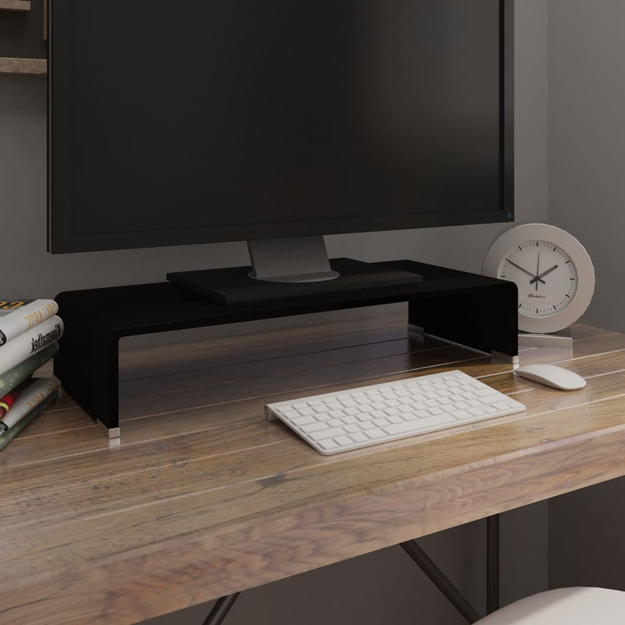 Tv-Meubel/Monitorverhoger Glas 60 x 25 x 11 cm Zwart
