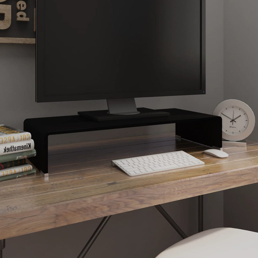 Tv-Meubel/Monitorverhoger Glas 70 x 30 x 13 cm Zwart