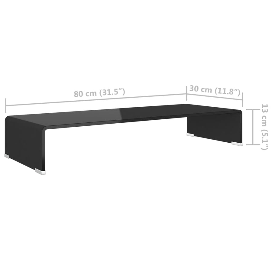 Tv-Meubel/Monitorverhoger Glas 80 x 30 x 13 cm Zwart