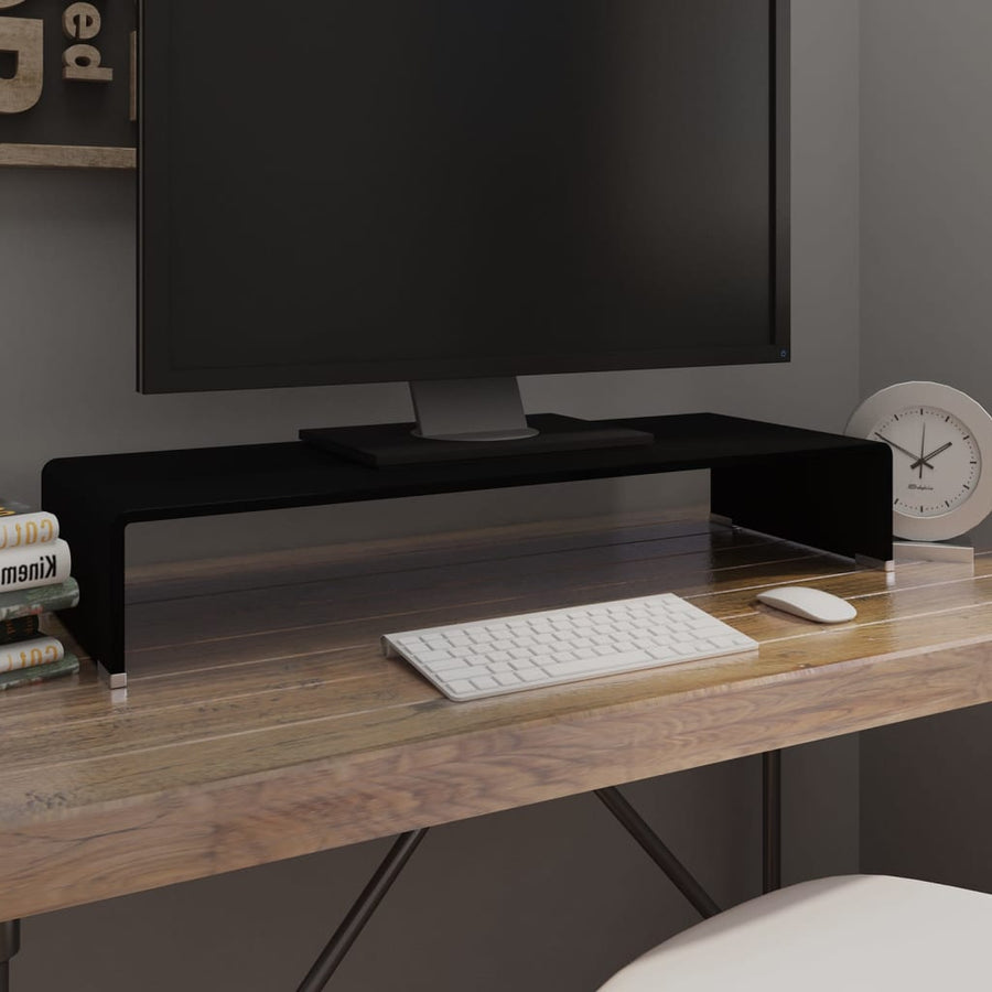 Tv-Meubel/Monitorverhoger Glas 80 x 30 x 13 cm Zwart