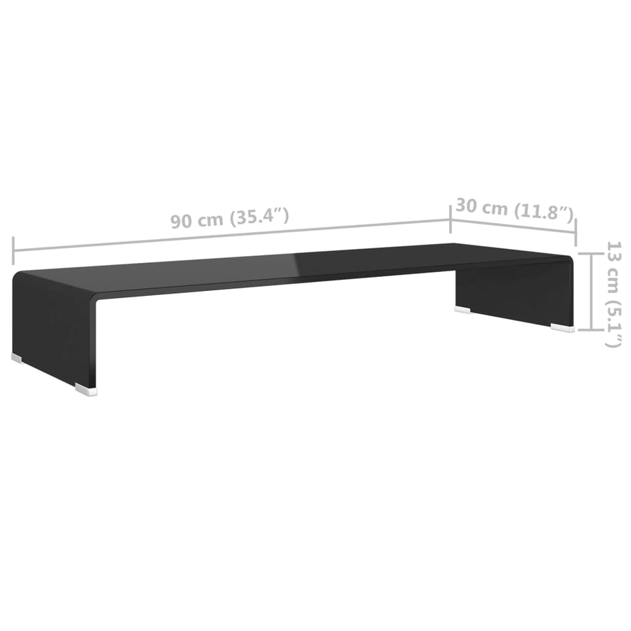 Tv-Meubel/Monitorverhoger Glas 90 x 30 x 13 cm Zwart
