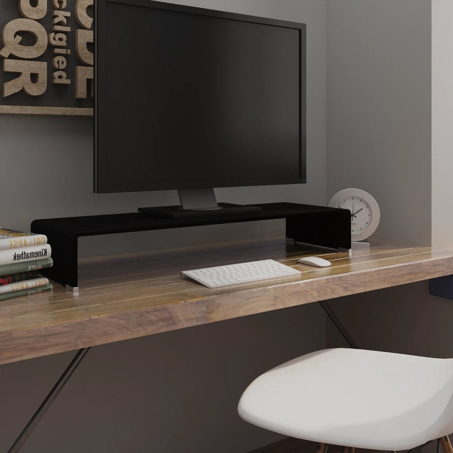 Tv-Meubel/Monitorverhoger Glas 90 x 30 x 13 cm Zwart