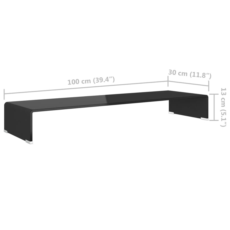 Tv-Meubel/Monitorverhoger Glas 100 x 30 x 13 cm Zwart