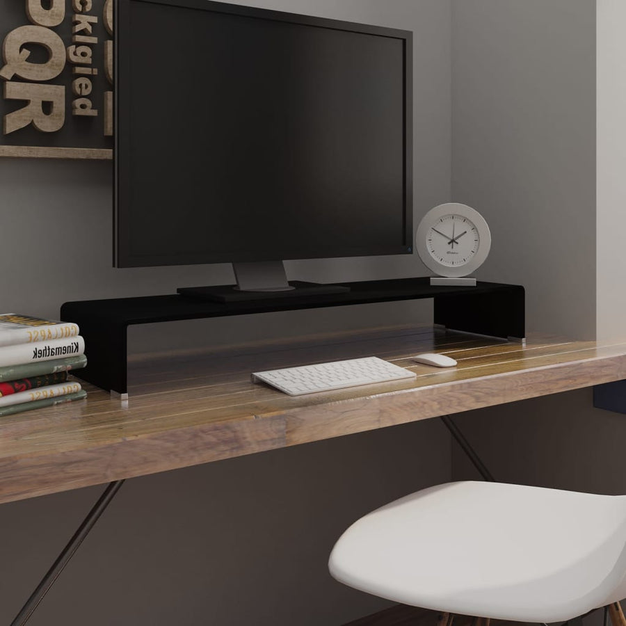 Tv-Meubel/Monitorverhoger Glas 100 x 30 x 13 cm Zwart