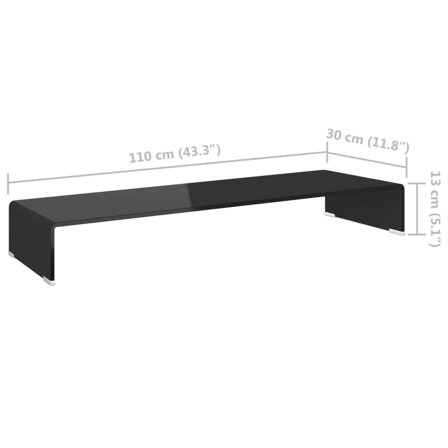 Tv-Meubel/Monitorverhoger Glas 110 x 30 x 13 cm Zwart