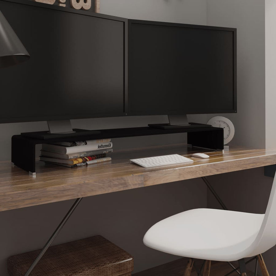 Tv-Meubel/Monitorverhoger Glas 110 x 30 x 13 cm Zwart